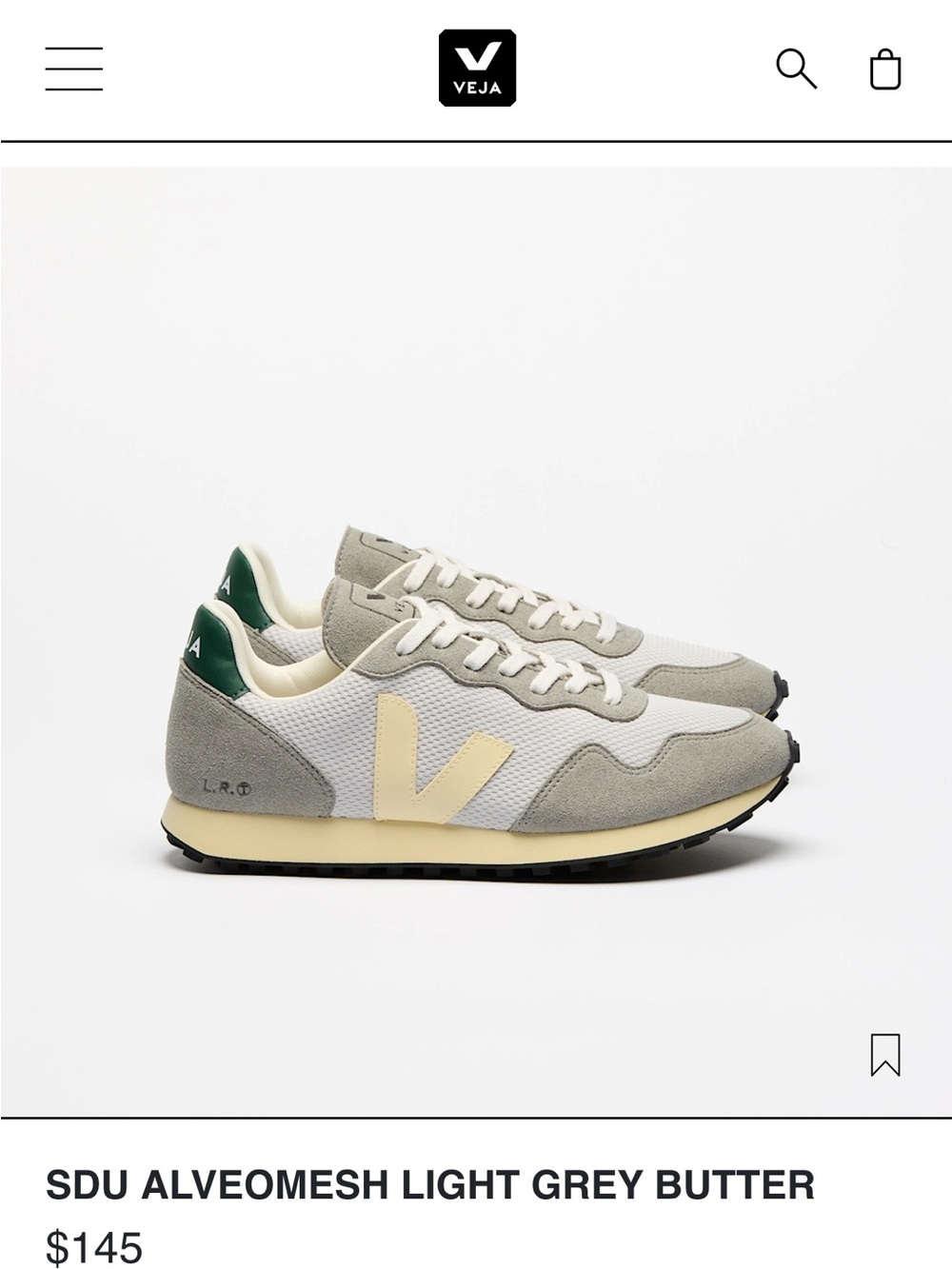 VEJA SDU ALVEOMESH LIGHT GREY BUTTER SIZE 8